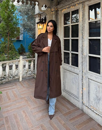 Karipkız Moda Kahverengi Trençkot 